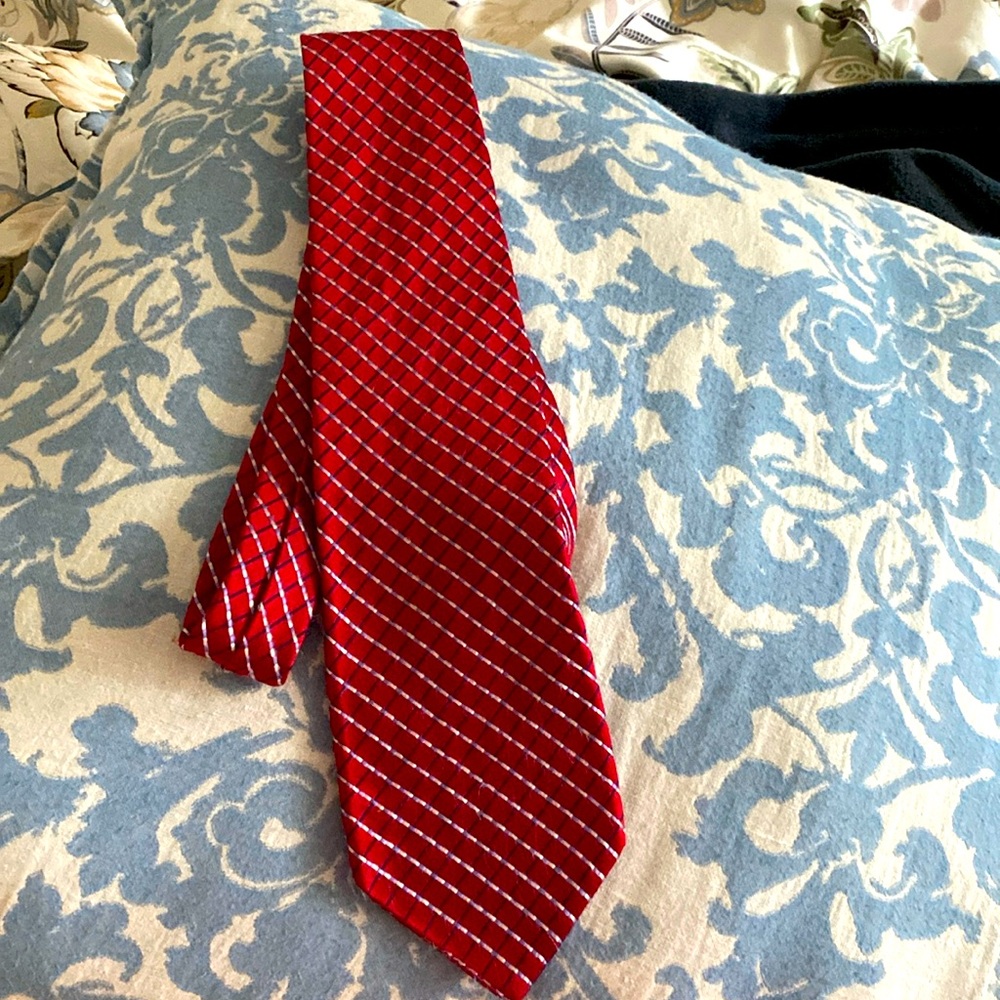 100% silk 
Cremieux Red Tie hand Made